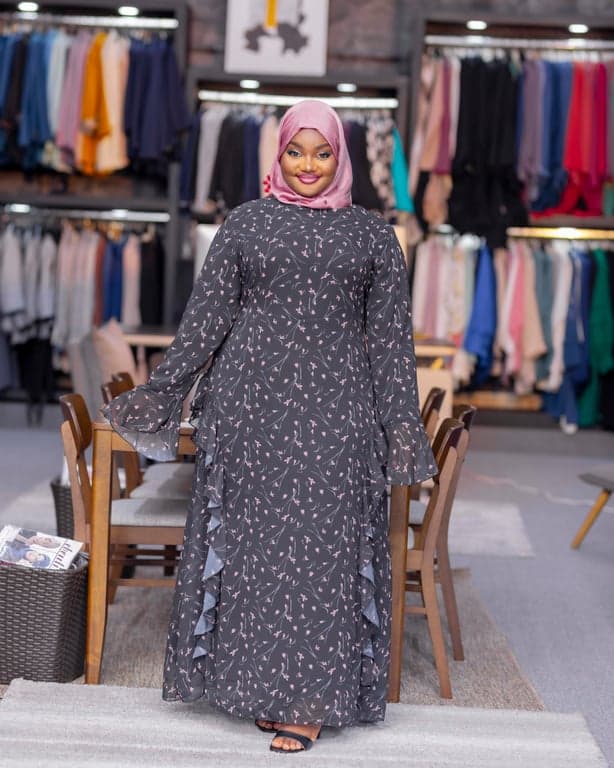 Floral Ruffle Sleeve Abaya — view 1