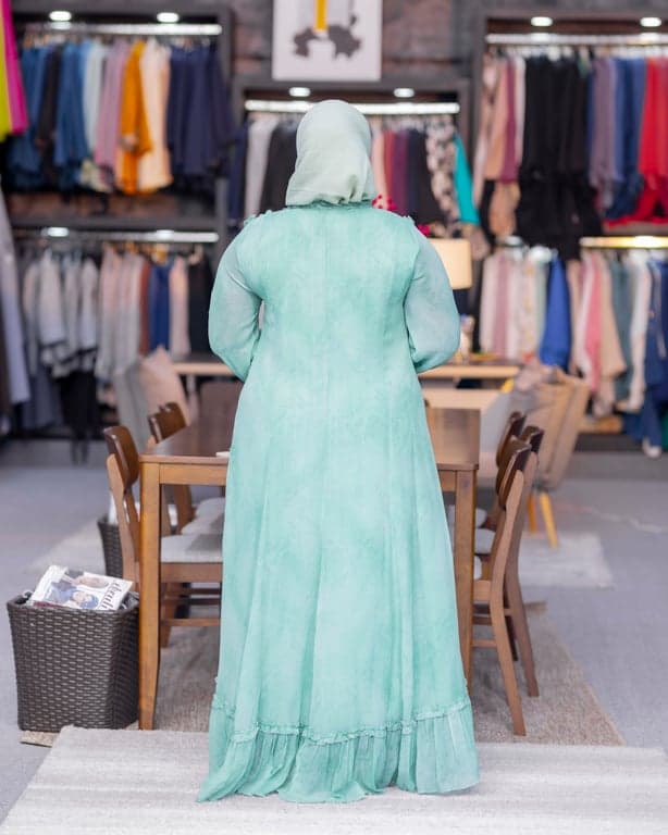 Mint Green Ruffle Abaya — view 2