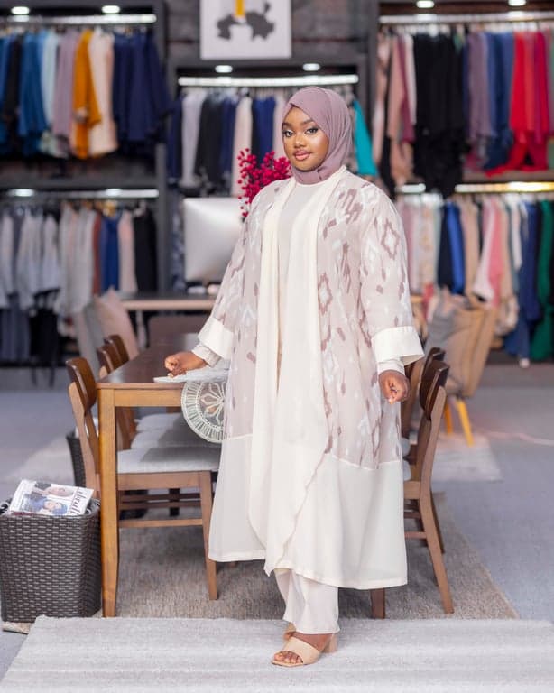 Ikat Print Open Abaya — view 1