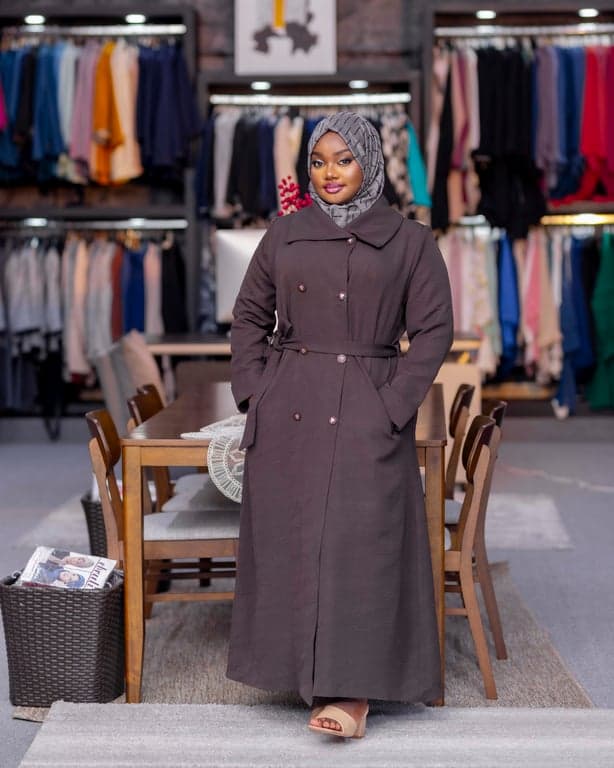 Chocolate Brown Trench Abaya — view 1