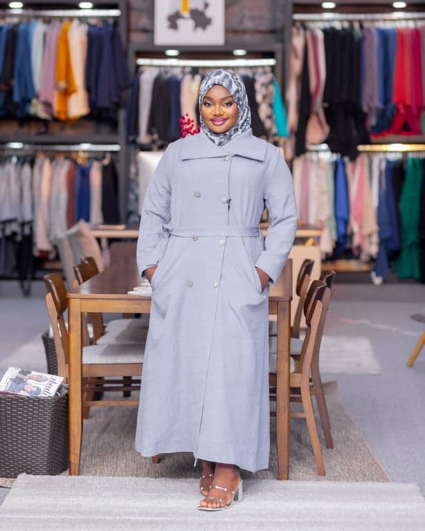 Light Grey Trench Abaya — view 1