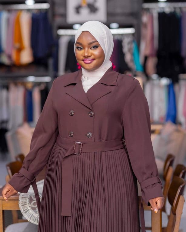 Chocolate Pleated Trench Abaya — view 3