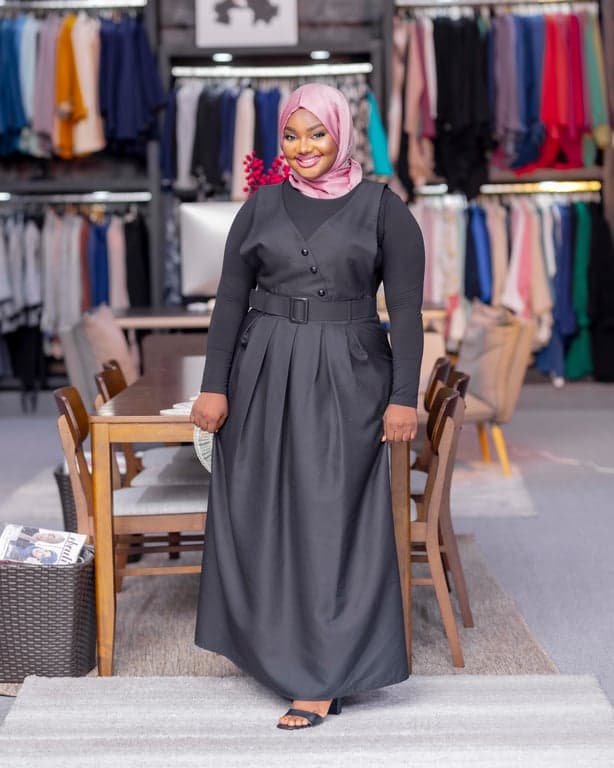 Charcoal Grey Pinafore Dress — view 1