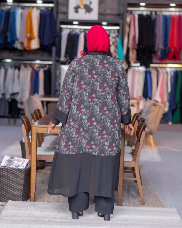 Floral Print Open Abaya — view 2