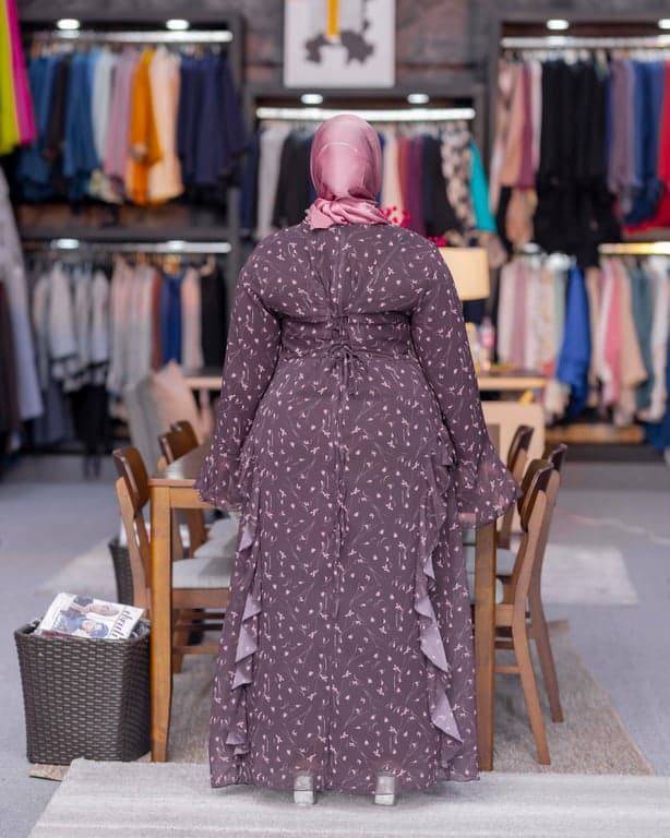 Floral Ruffle Sleeve Abaya — view 2