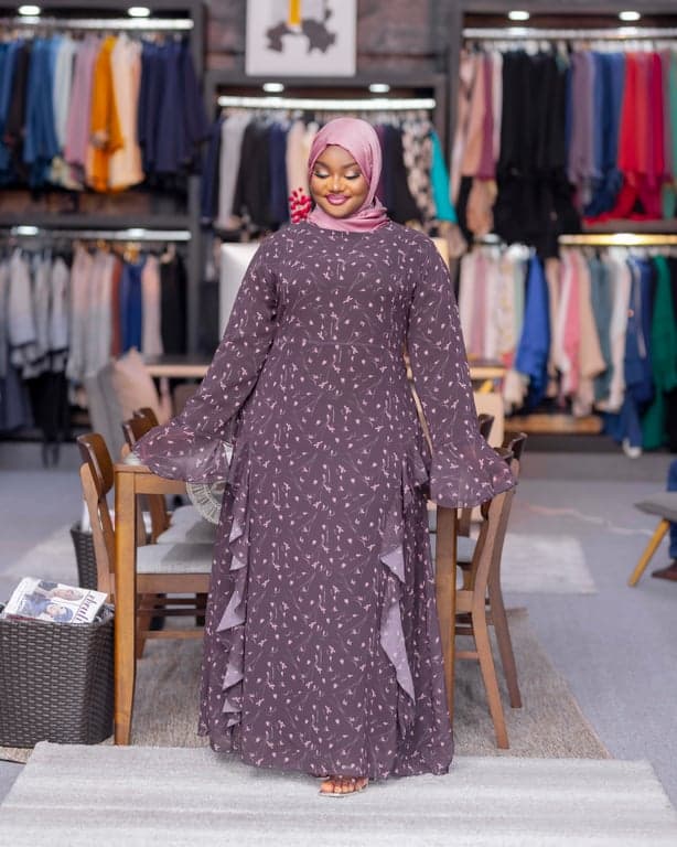 Floral Ruffle Sleeve Abaya — view 1