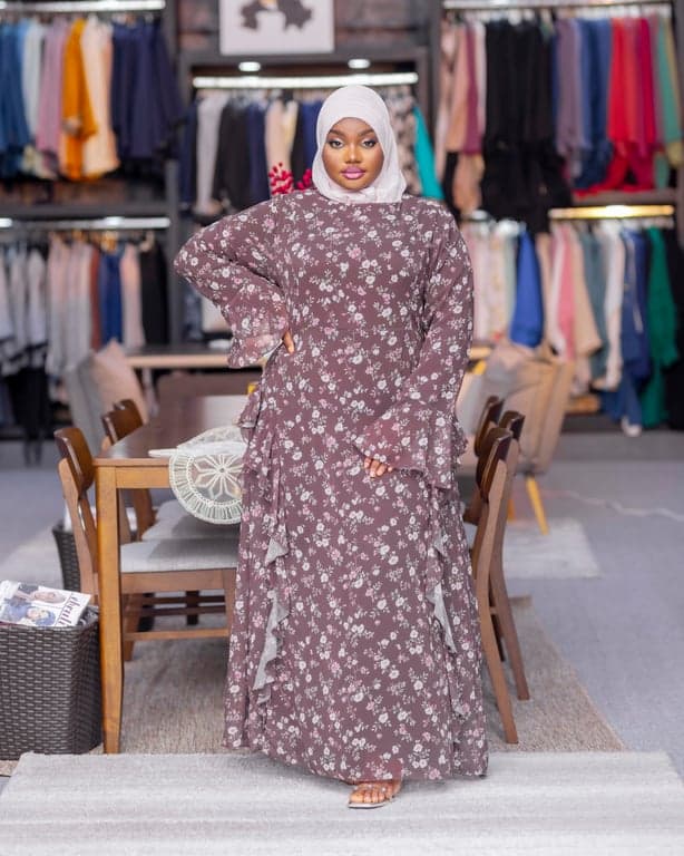 Floral Ruffle Sleeve Abaya — view 1
