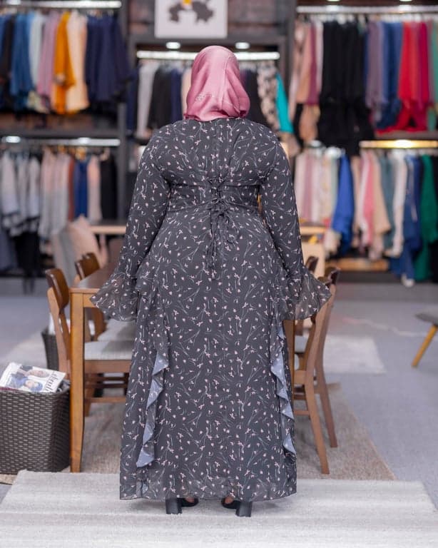 Floral Ruffle Sleeve Abaya — view 2