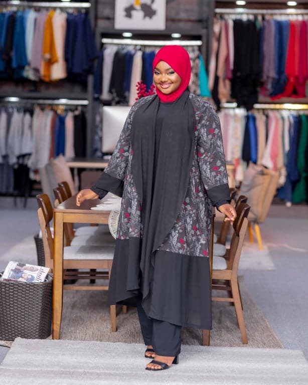 Floral Print Open Abaya — view 1