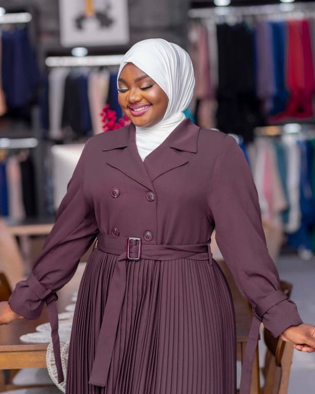 Plum Pleated Trench Abaya — view 3