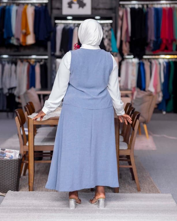 Sky Blue Vest and Skirt Set — view 2