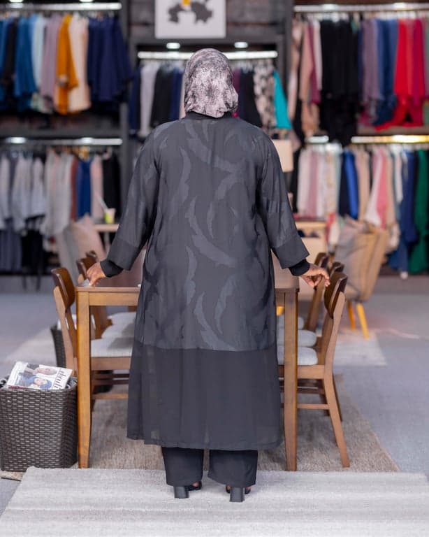 Charcoal Black Two-Piece Abaya — view 2