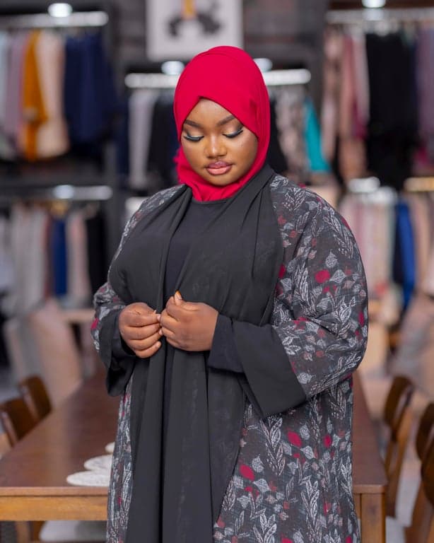 Floral Print Open Abaya — view 3