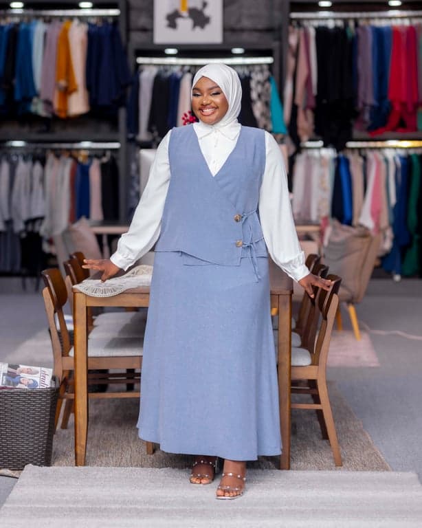 Sky Blue Vest and Skirt Set — view 1