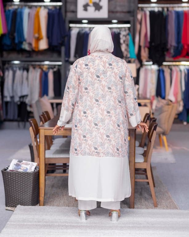 Printed Open Abaya Set — view 2
