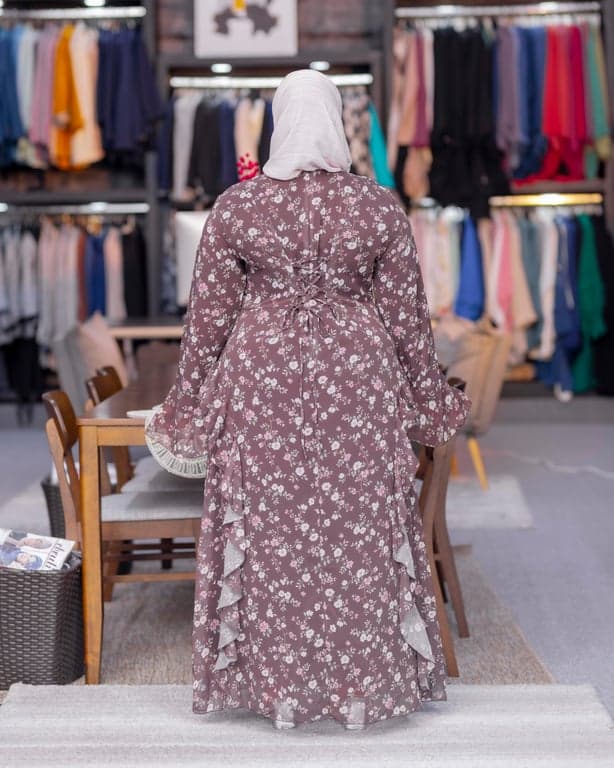 Floral Ruffle Sleeve Abaya — view 2