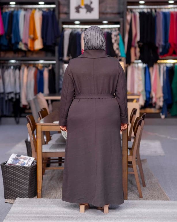 Chocolate Brown Trench Abaya — view 2