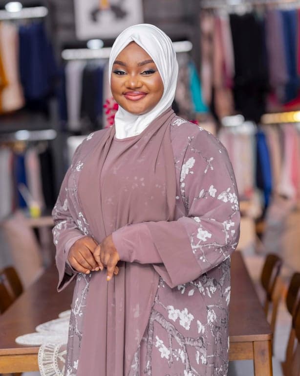Mauve Floral Abaya Set — view 3