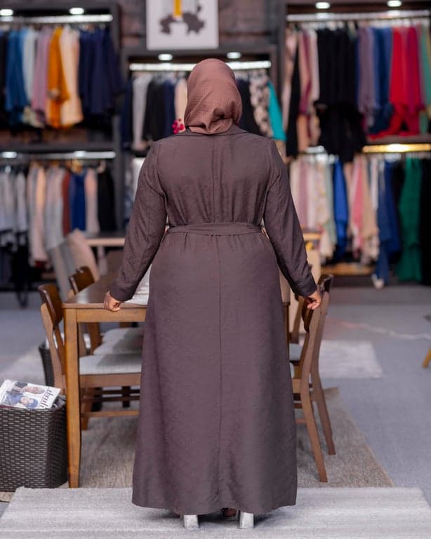 Chocolate Brown Trench Abaya — view 2