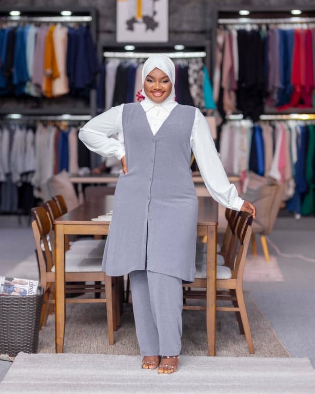 Grey Longline Vest & Trouser Set — view 1