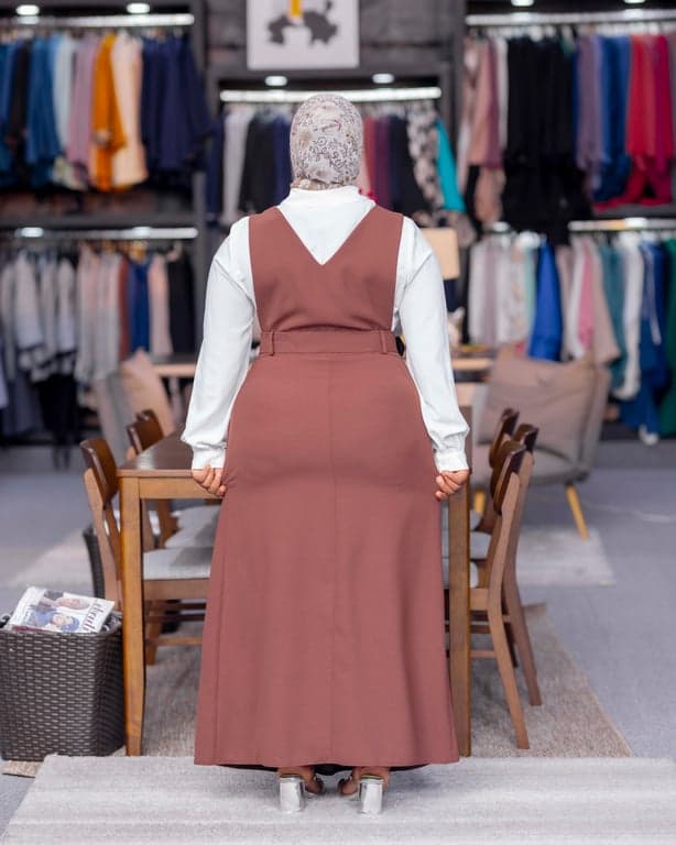 Rust Brown Pinafore Dress — view 1