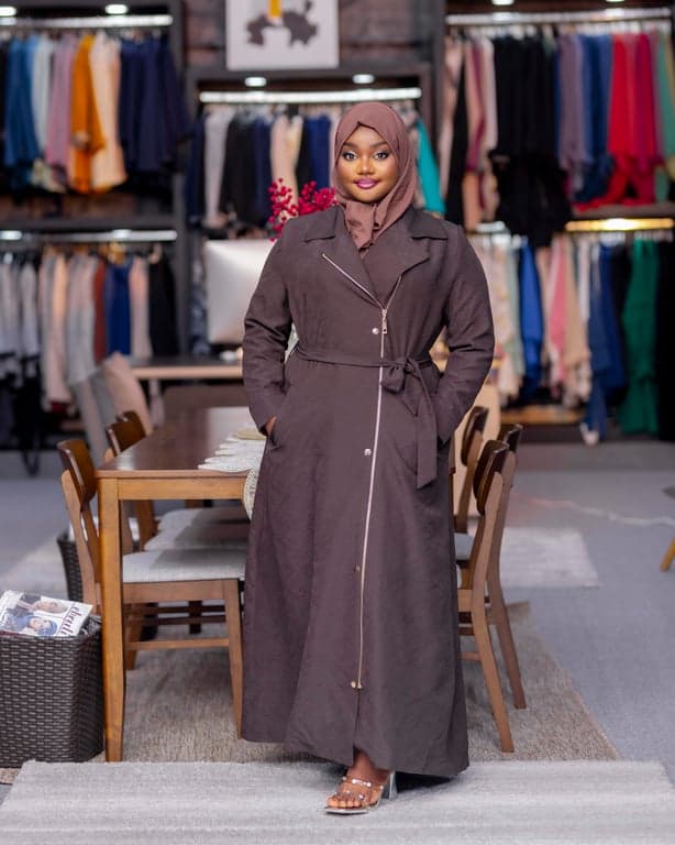 Chocolate Brown Trench Abaya — view 1