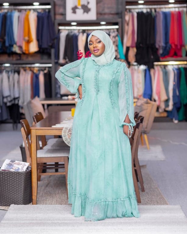 Mint Green Ruffle Abaya — view 1