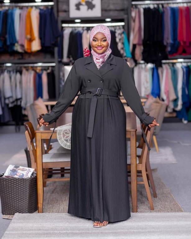Black Pleated Trench Abaya — view 1